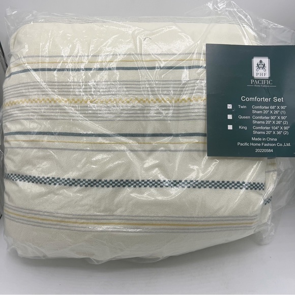 PHF Cotton Tufted Comforter Set Twin-2 Pieces Jacquard Comfy Cozy Ivory & Yellow - Picture 7 of 7